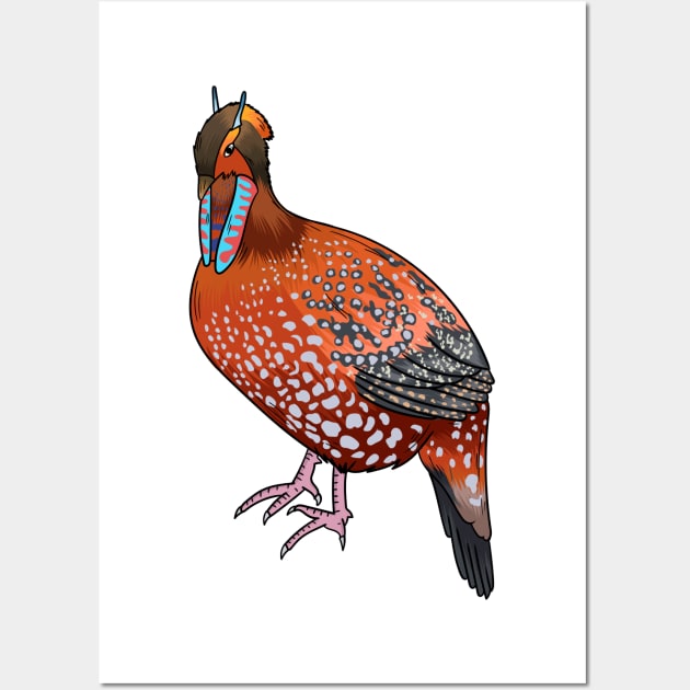 Cabot's tragopan bird cartoon illustration Wall Art by Cartoons of fun